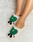 Light Gray Melody Love Heart Print Plush Slippers