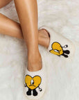 Light Gray Melody Love Heart Print Plush Slippers