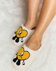 Light Gray Melody Love Heart Print Plush Slippers