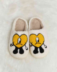 Light Gray Melody Love Heart Print Plush Slippers