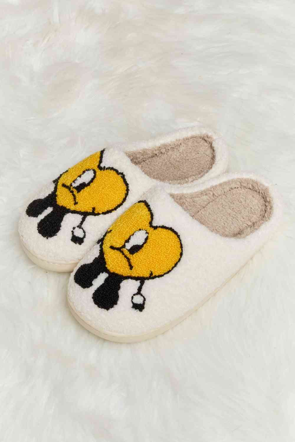 Light Gray Melody Love Heart Print Plush Slippers