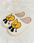 Light Gray Melody Love Heart Print Plush Slippers