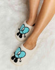 Light Gray Melody Love Heart Print Plush Slippers