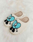 Light Gray Melody Love Heart Print Plush Slippers