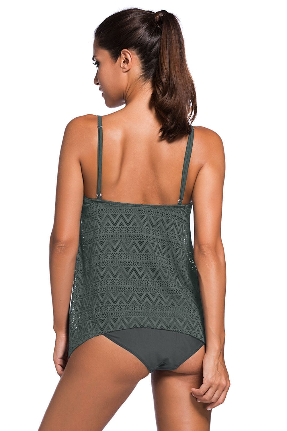 Rosy Brown Full Size Spaghetti Strap Scoop Neck Tankini Set