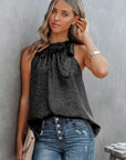 Light Slate Gray Printed Tied Grecian Neck Tank