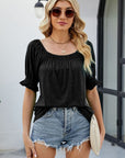 Gray Short Flounce Sleeve Top