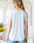 Light Gray Buttoned V-Neck Tee