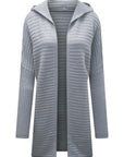 Slate Gray Open Front Longline Hooded Cardigan