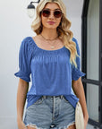 Gray Short Flounce Sleeve Top