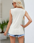 Light Gray Contrast V-Neck Eyelet Tank