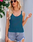 Dark Gray Openwork Knit Cami