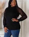 Black Double Take Round Neck Raglan Sleeve Blouse