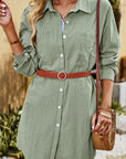 Rosy Brown Dropped Shoulder Collared Longline Shirt