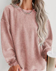 Rosy Brown Round Neck Dropped Shoulder Sweatshirt