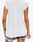 Lavender Eyelet Contrast V-Neck Tee