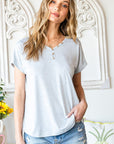 Light Gray Buttoned V-Neck Tee