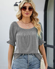 Dark Gray Short Flounce Sleeve Top