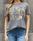 Slate Gray Simply Love Flower Graphic Cotton Tee