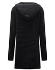 Black Open Front Longline Hooded Cardigan