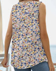 Light Gray Printed Square Neck Curved Hem Tank