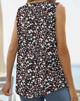 Light Gray Printed Square Neck Curved Hem Tank