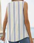 Light Gray Printed Square Neck Curved Hem Tank