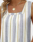 Light Gray Printed Square Neck Curved Hem Tank