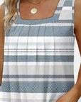 Light Gray Printed Square Neck Curved Hem Tank