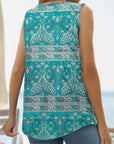 Light Gray Printed Square Neck Curved Hem Tank