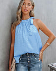 Dark Gray Printed Tied Grecian Neck Tank