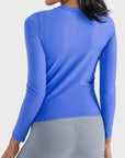 Cornflower Blue Round Neck Long Sleeve Sports Top