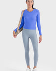 Lavender Round Neck Long Sleeve Sports Top