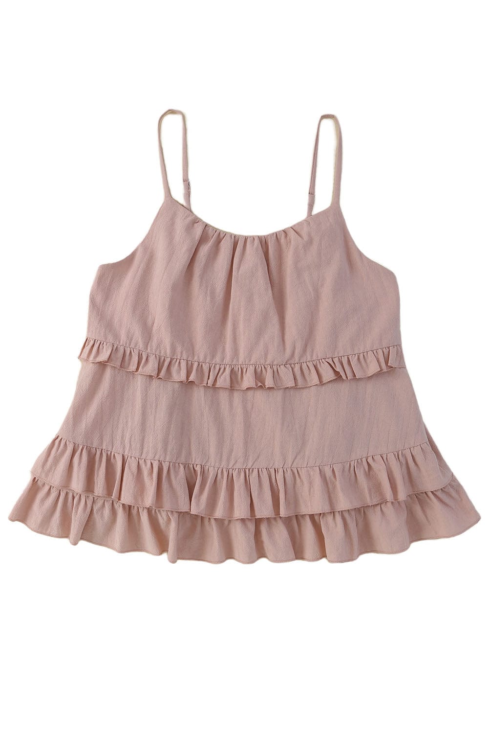 Rosy Brown Ruffled Scoop Neck Sleeveless Cami