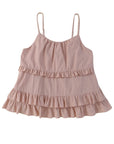 Rosy Brown Ruffled Scoop Neck Sleeveless Cami