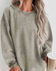 Rosy Brown Round Neck Dropped Shoulder Sweatshirt