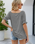 Dark Gray Short Flounce Sleeve Top