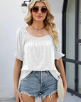 Gray Short Flounce Sleeve Top