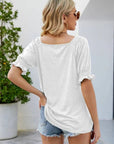 Gray Short Flounce Sleeve Top