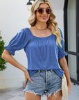 Gray Short Flounce Sleeve Top