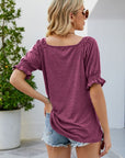 Gray Short Flounce Sleeve Top