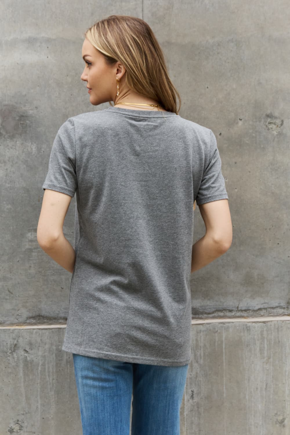 Light Slate Gray Simply Love Flower Graphic Cotton Tee