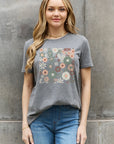 Light Slate Gray Simply Love Flower Graphic Cotton Tee