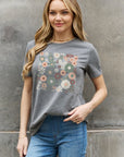 Light Slate Gray Simply Love Flower Graphic Cotton Tee