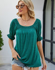 Dark Gray Short Flounce Sleeve Top