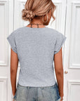 Light Gray Tied Round Neck Crop Tee