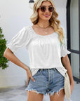 Gray Short Flounce Sleeve Top