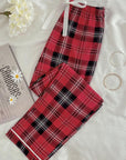 Gray Plaid Tied Loungewear Pants